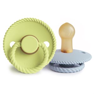 FRIGG Rope - Round Latex 2-Pack Pacifiers - Green Tea/Powder Blue - Size 1 